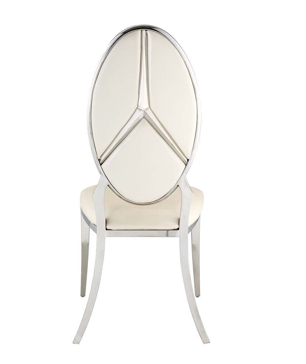 Cyrene Side Chair (Set - 2) DN00930 Beige Synthetic Leather & Antique White Finish | Acme | Home Elegance USA