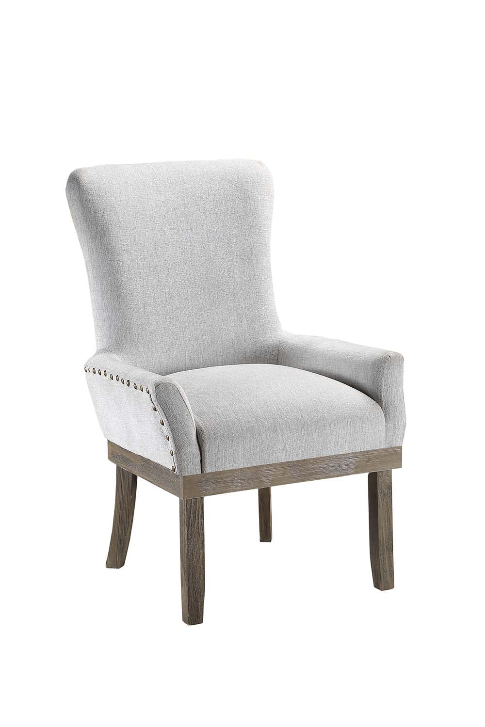 Acme - Landon Arm Chair DN00952 Gray Linen & Salvage Gray Finish