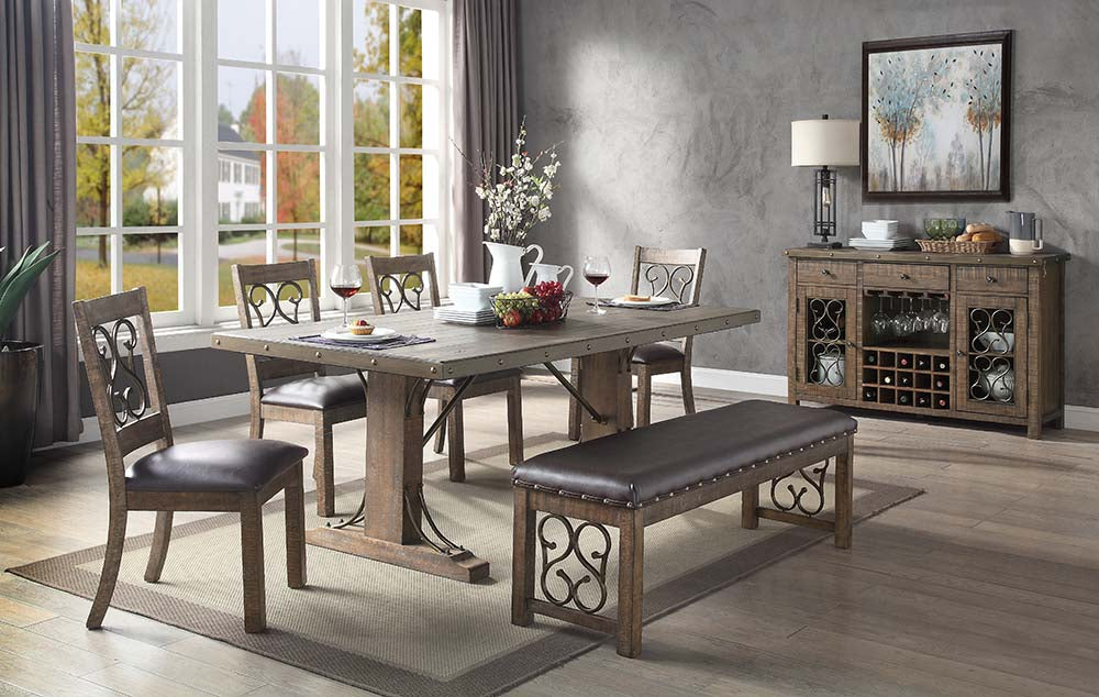 Acme - Raphaela Dining Table DN00980 Weathered Cherry Finish