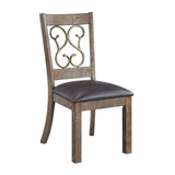 Acme - Raphaela Side Chair (Set-2) DN00981 Black Synthetic Leather & Weathered Cherry Finish