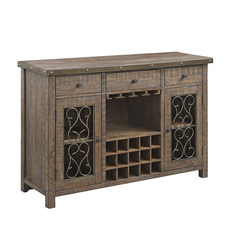 Acme - Raphaela Server W/Cup Holder & Wine Rack DN00983 Weathered Cherry Finish