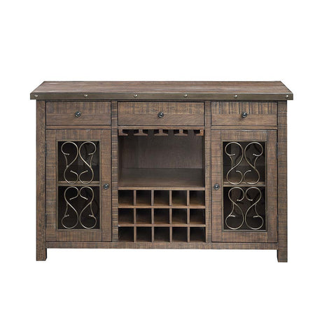 Acme - Raphaela Server W/Cup Holder & Wine Rack DN00983 Weathered Cherry Finish