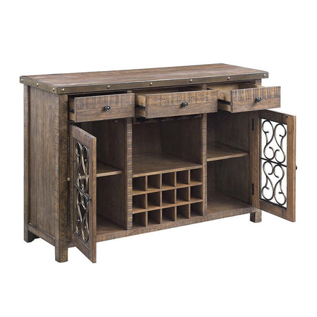 Acme - Raphaela Server W/Cup Holder & Wine Rack DN00983 Weathered Cherry Finish