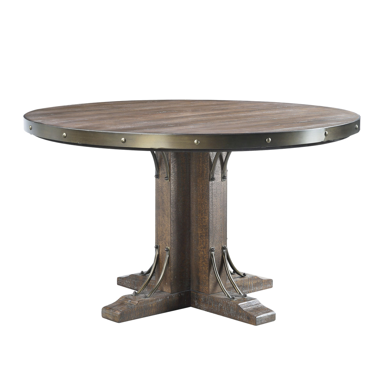 Acme - Raphaela Round Dining Table DN00984 Weathered Cherry Finish