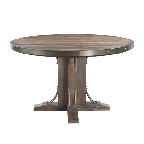 Acme - Raphaela Round Dining Table DN00984 Weathered Cherry Finish