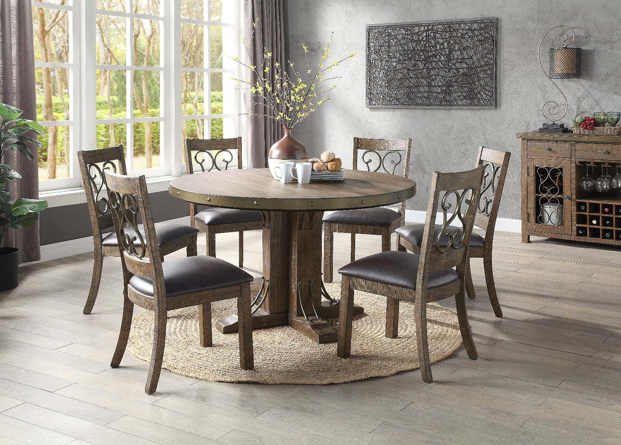 Acme - Raphaela Round Dining Table DN00984 Weathered Cherry Finish