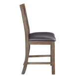 Acme - Raphaela Counter Height Chair (Set-2) DN00986 Black Synthetic Leather & Weathered Cherry Finish