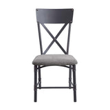 Acme - Edina Side Chair (Set-2) DN01058 Gray Fabric, Oak & Sandy Black Finish