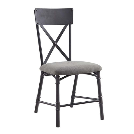 Acme - Edina Side Chair (Set-2) DN01058 Gray Fabric, Oak & Sandy Black Finish