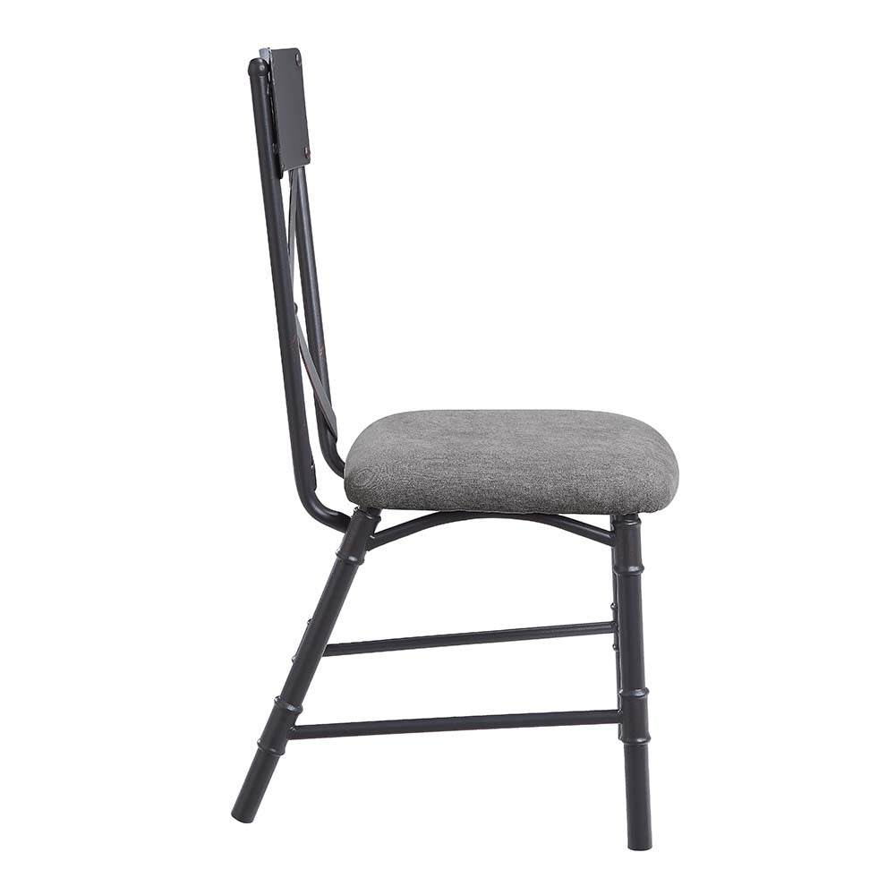 Acme - Edina Side Chair (Set-2) DN01058 Gray Fabric, Oak & Sandy Black Finish