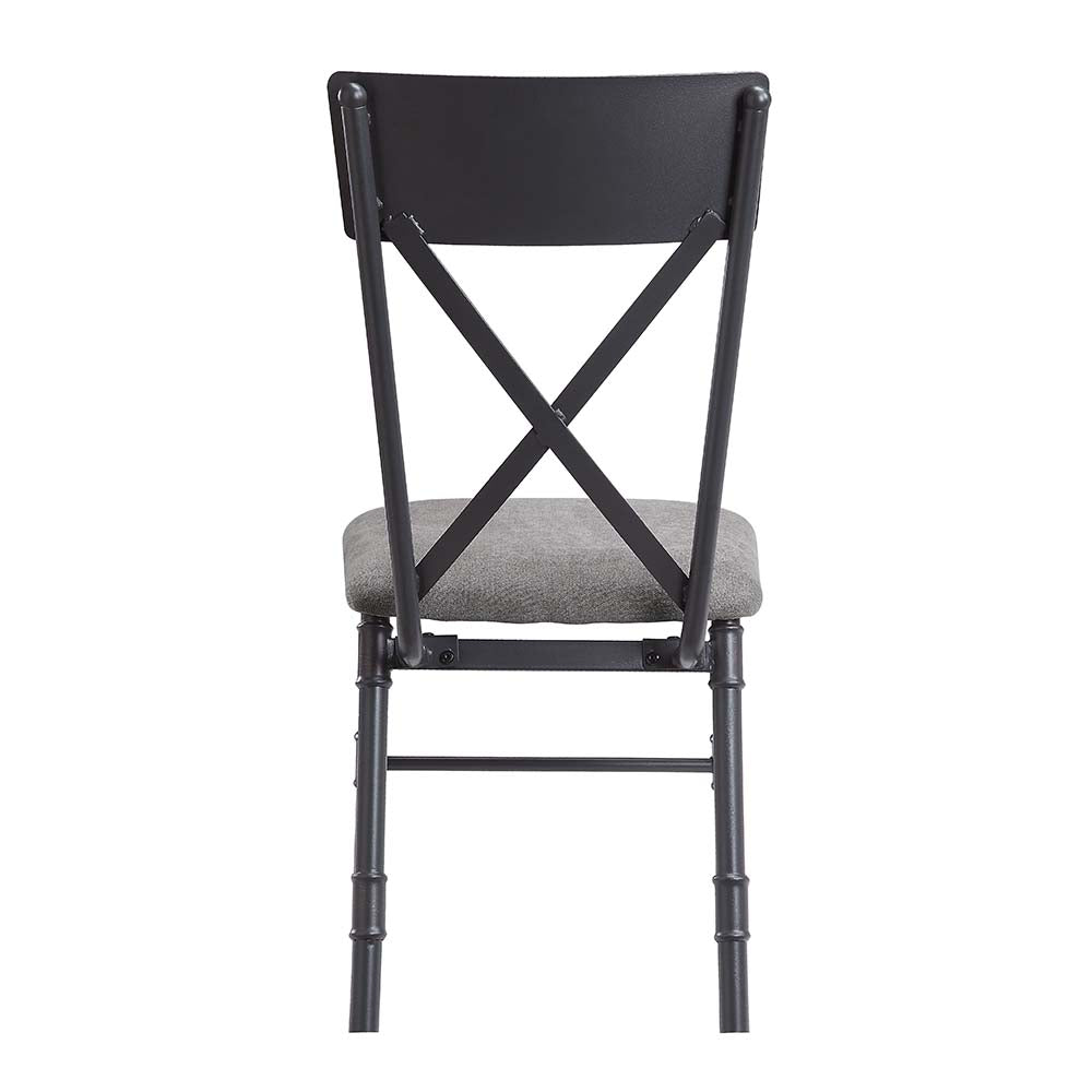 Acme - Edina Side Chair (Set-2) DN01058 Gray Fabric, Oak & Sandy Black Finish