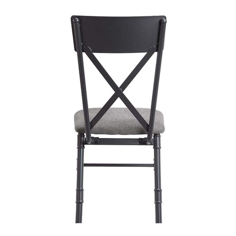 Acme - Edina Side Chair (Set-2) DN01058 Gray Fabric, Oak & Sandy Black Finish