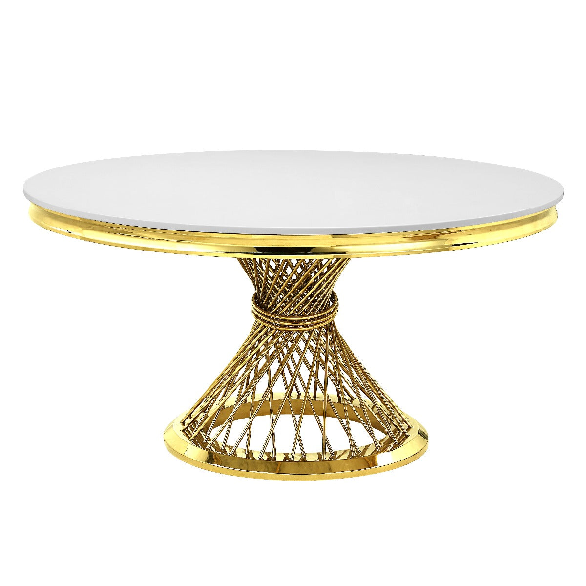 Acme - Fallon Dining Table DN01189 Engineered Stone, Top & Mirrored Gold Finish