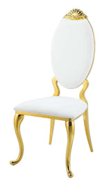 Acme - Fallon Side Chair(Set-2) DN01190 White Velvet & Mirrored Gold Finish