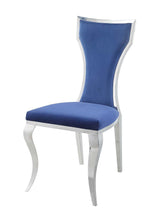 Azriel Side Chair(Set - 2) DN01192 Blue Velvet & Mirroed Silver Finish | Acme | Home Elegance USA