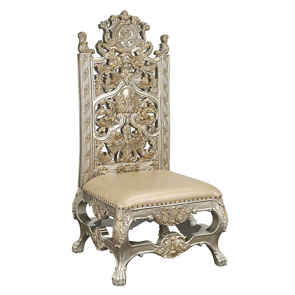 Danae Side Chair (Set - 2) DN01198 Synthetic Leather , Champagne & Gold Finish | Acme - DN01198 - Home Elegance USA - 1