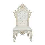 Adara Side Chair (Set - 2) DN01230 Pearl White Synthetic Leather & Antique White Finish | Acme | Home Elegance USA