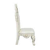 Adara Side Chair (Set - 2) DN01230 Pearl White Synthetic Leather & Antique White Finish | Acme | Home Elegance USA