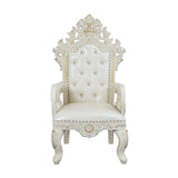 Adara Arm Chair (Set - 2) DN01231 Pearl White Synthetic Leather & Antique White Finish | Acme | Home Elegance USA