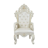 Acme - Adara Arm Chair (Set-2) DN01231 Pearl White Synthetic Leather & Antique White Finish
