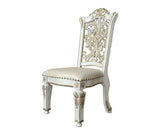 Acme - Vendome Side Chair(Set-2) DN01347 Synthetic Leather & Antique Pearl Finish