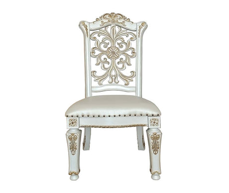 Acme - Vendome Side Chair(Set-2) DN01347 Synthetic Leather & Antique Pearl Finish