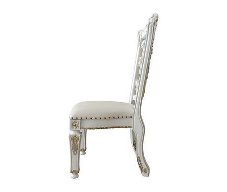 Acme - Vendome Side Chair(Set-2) DN01347 Synthetic Leather & Antique Pearl Finish