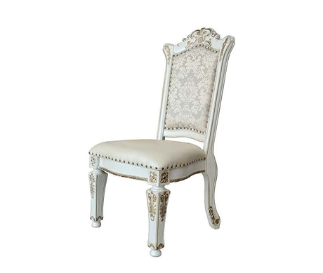 Acme - Vendome Side Chair(Set-2) DN01348 Synthetic Leather & Antique Pearl Finish