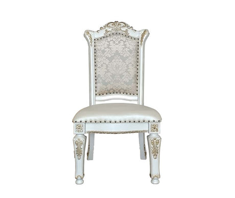 Acme - Vendome Side Chair(Set-2) DN01348 Synthetic Leather & Antique Pearl Finish