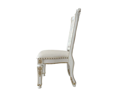 Acme - Vendome Side Chair(Set-2) DN01348 Synthetic Leather & Antique Pearl Finish