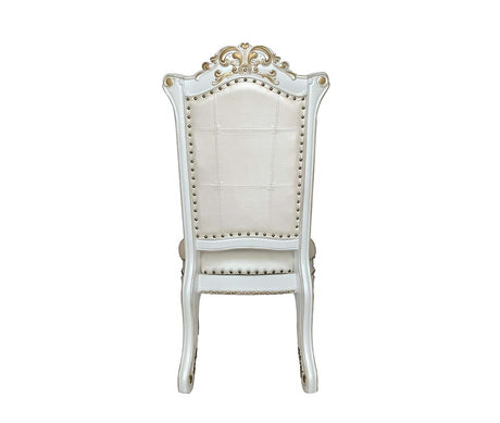 Acme - Vendome Side Chair(Set-2) DN01348 Synthetic Leather & Antique Pearl Finish