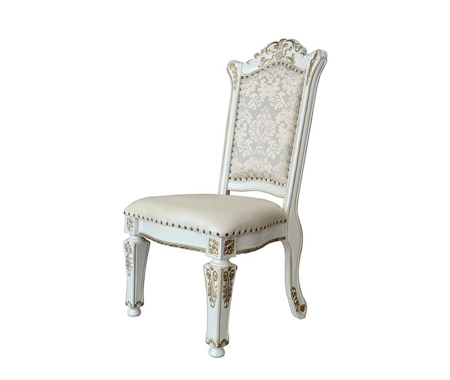 Acme - Vendome Side Chair(Set-2) DN01348 Synthetic Leather & Antique Pearl Finish