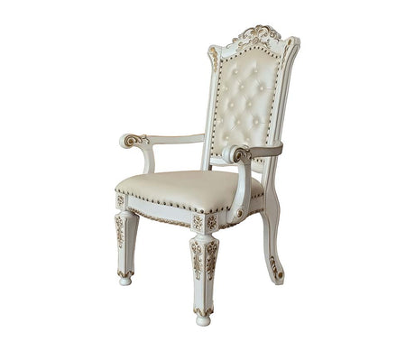 Acme - Vendome Arm Chair(Set-2) DN01349 Synthetic Leather & Antique Pearl Finish