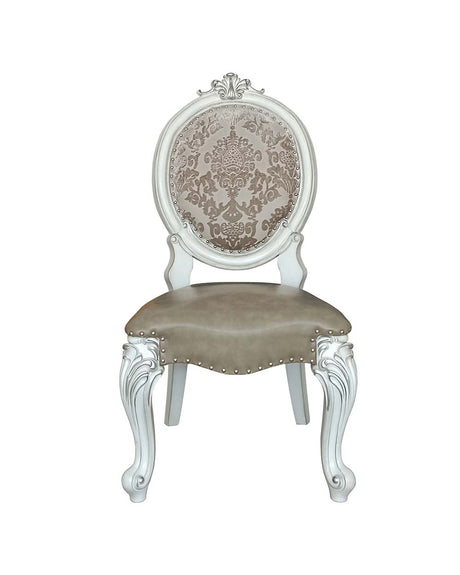 Acme - Versailles Side Chair (Set-2) DN01389 Synthetic Leather & Bone White Finish