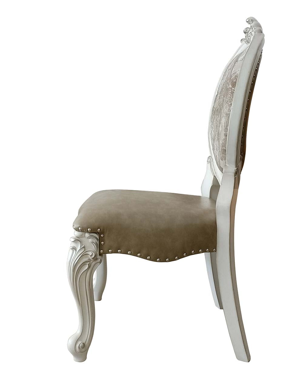 Acme - Versailles Side Chair (Set-2) DN01389 Synthetic Leather & Bone White Finish