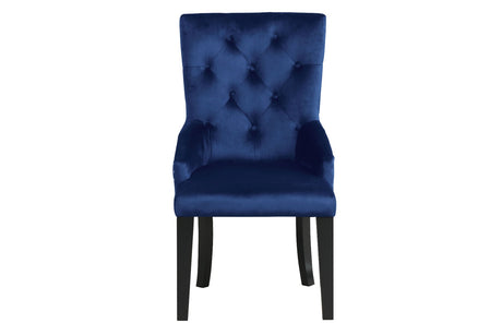 Acme - Varian II Side Chair DN01423 Navy Velvet & BLACK & Sliver FINISH