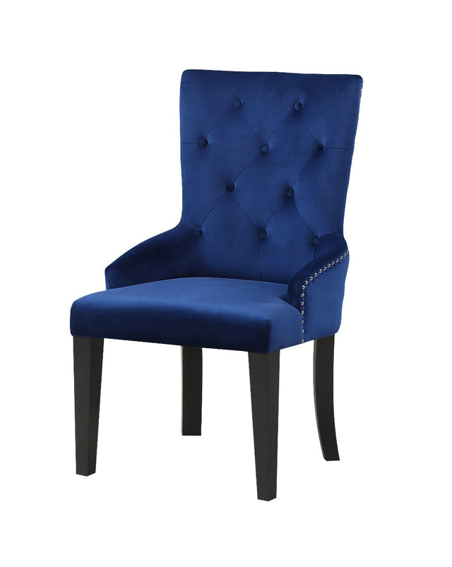 Acme - Varian II Side Chair DN01423 Navy Velvet & BLACK & Sliver FINISH