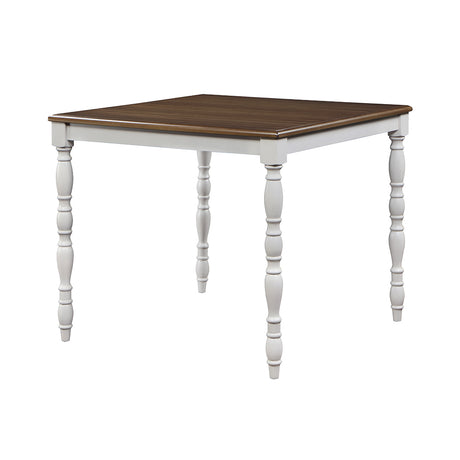 Acme - Bettina 5PC Pack Counter Height Table Set DN01439 Beige Fabric, Gray & Weathered Oak Finish