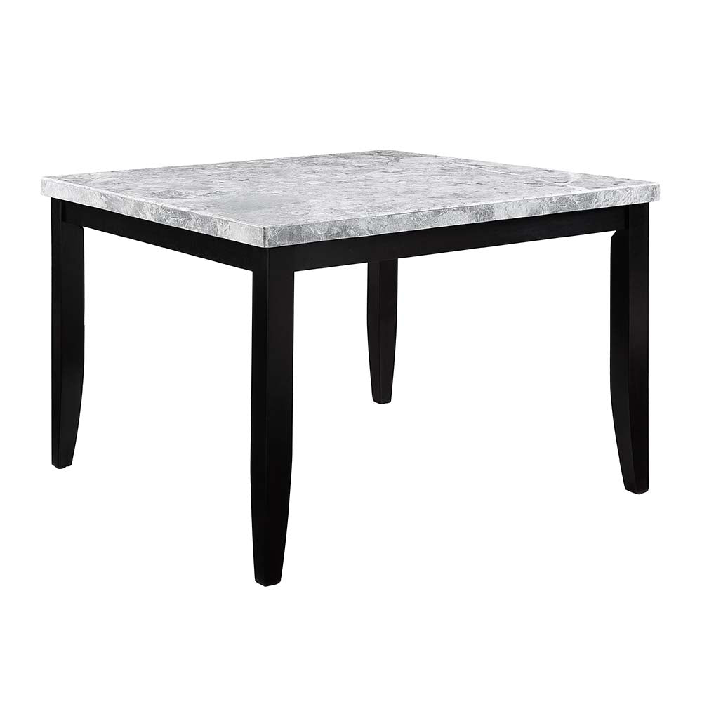 Acme - Hussein Counter Height Table W/Marble Top DN01444 Marble Top & Black Finish