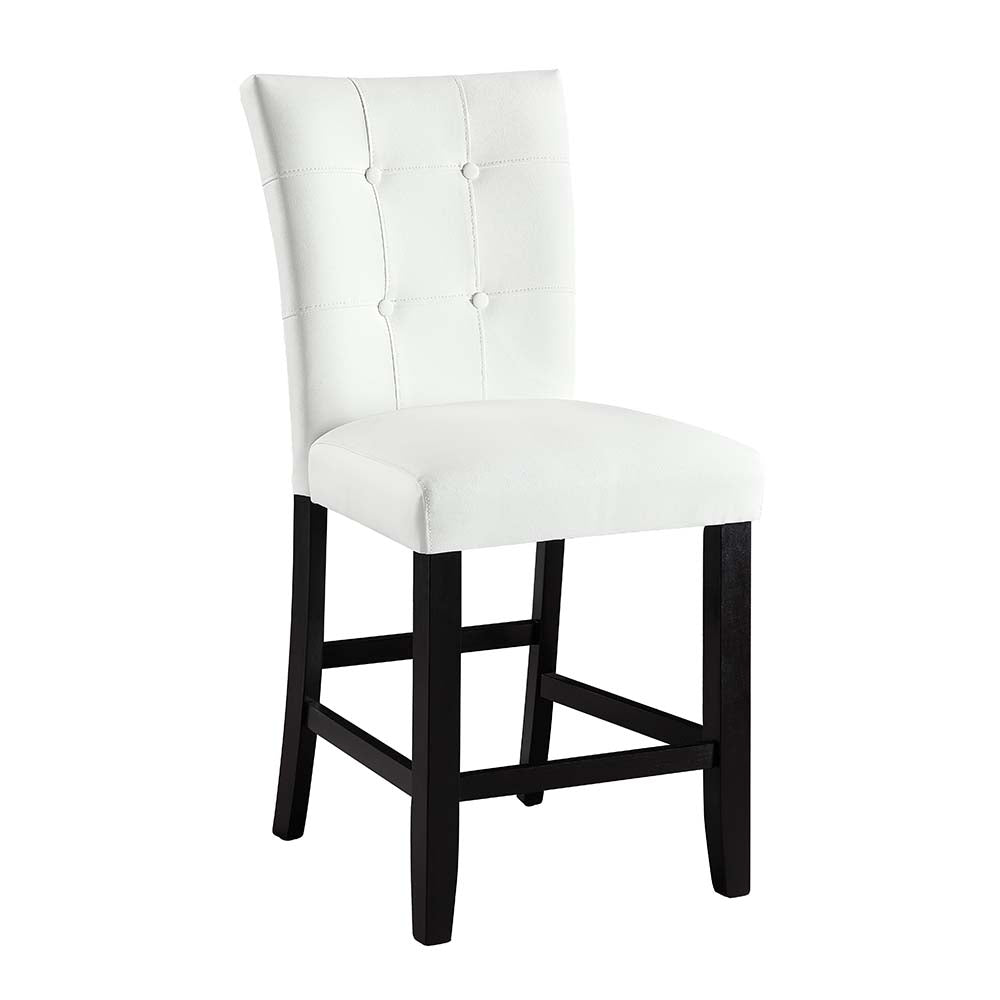 Acme - Hussein Counter Height Chair (Set-2) DN01445 White Synthetic Leather & Black Finish