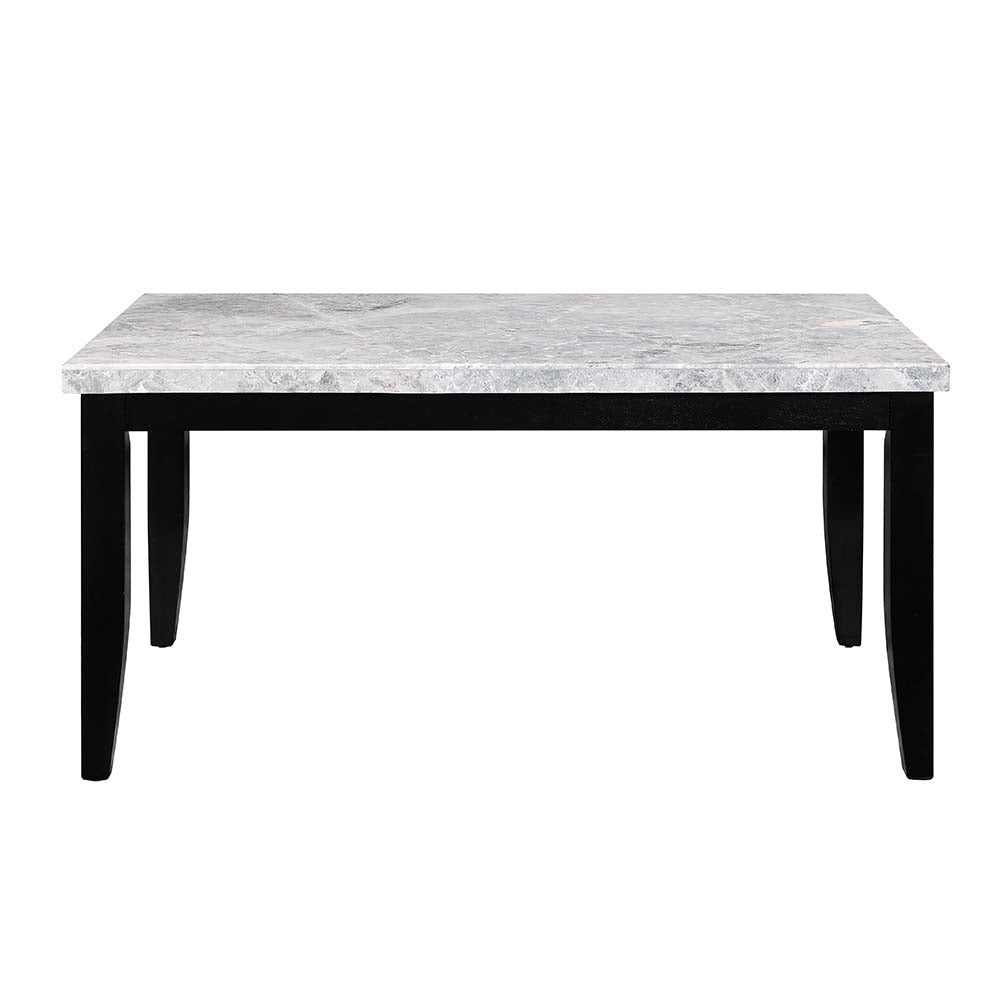 Acme - Hussein Dining Table W/Marble Top DN01446 Natural Marble Top & Black Finish