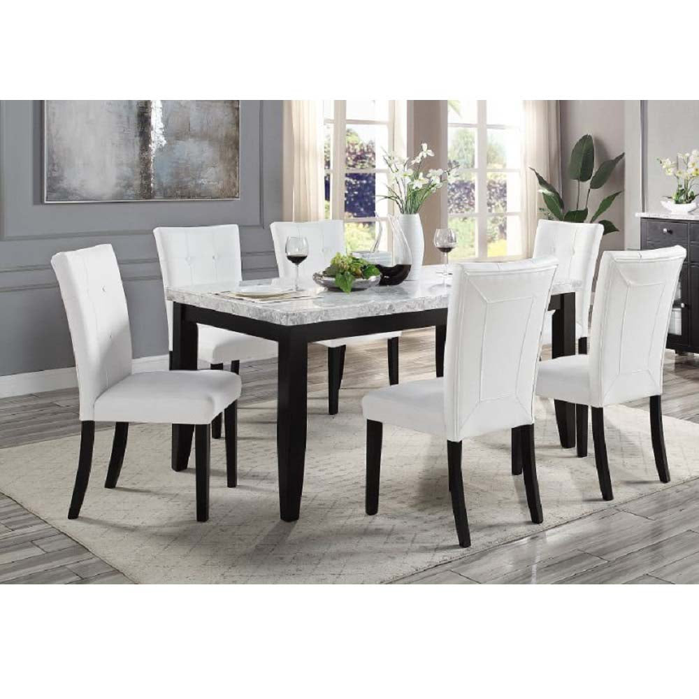 Acme - Hussein Dining Table W/Marble Top DN01446 Natural Marble Top & Black Finish