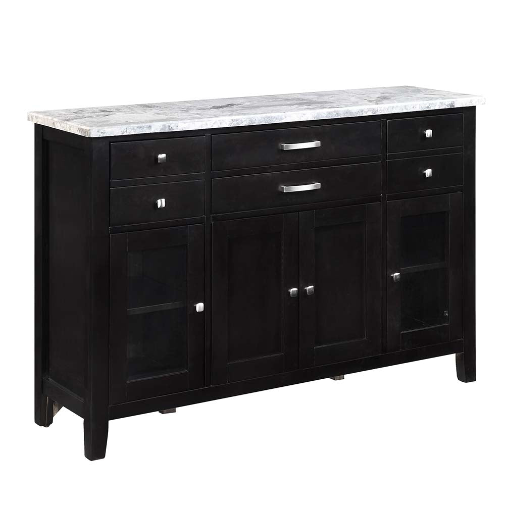 Acme - Hussein Server W/Marble Top DN01448 Natural Marble Top & Black Finish