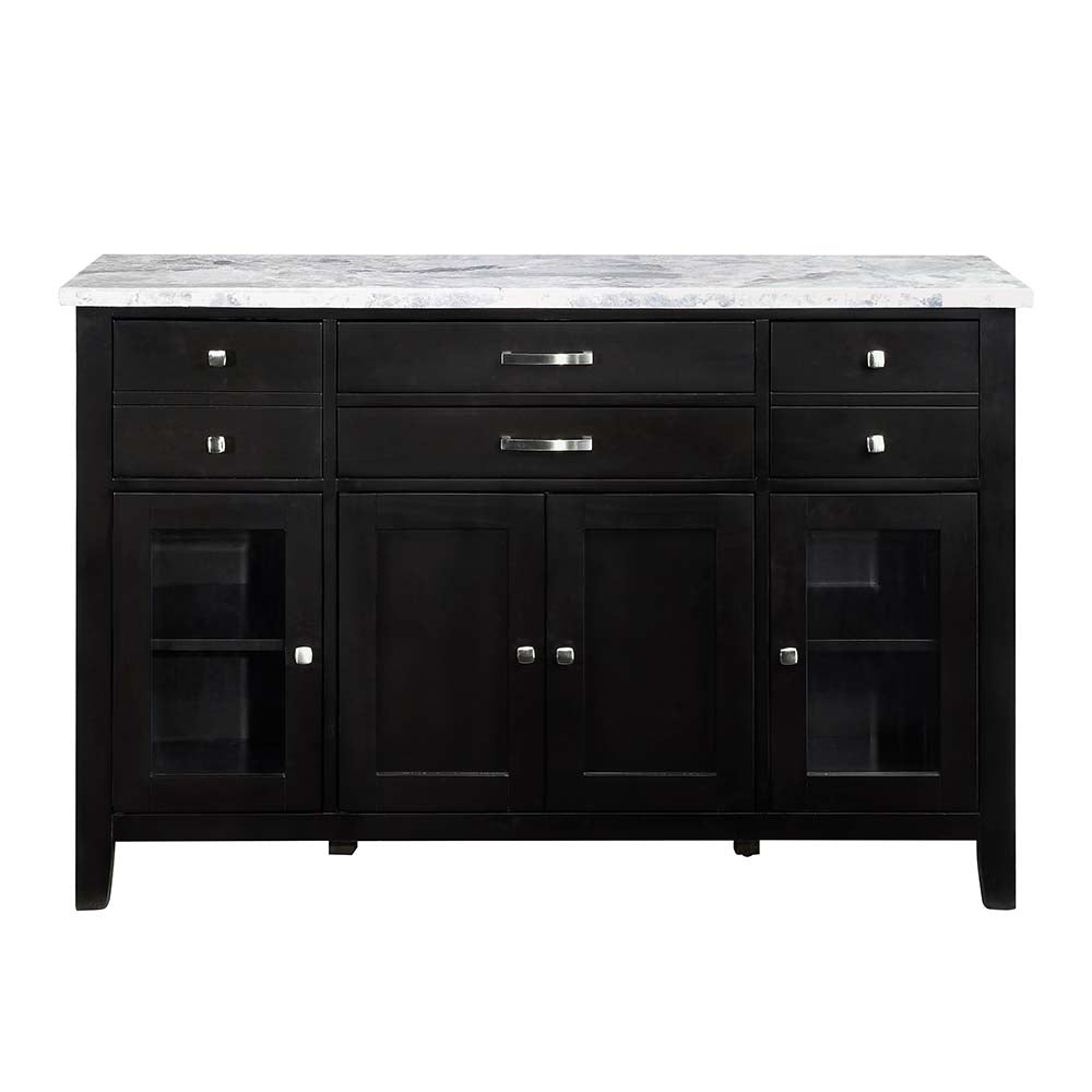 Acme - Hussein Server W/Marble Top DN01448 Natural Marble Top & Black Finish