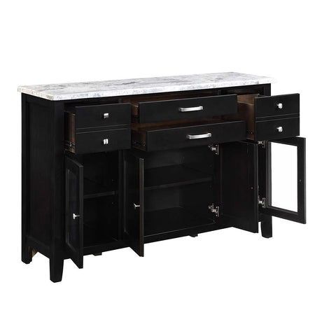 Acme - Hussein Server W/Marble Top DN01448 Natural Marble Top & Black Finish