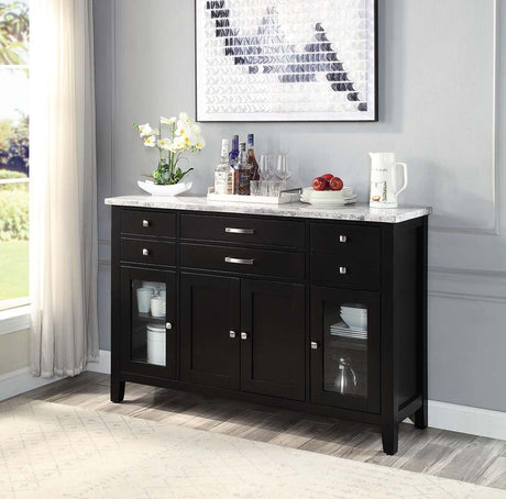 Acme - Hussein Server W/Marble Top DN01448 Natural Marble Top & Black Finish