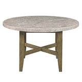 Acme - Karsen Dining Table W/Marble Top DN01449 Natural Marble Top & Rustic Oak Finish