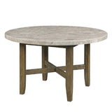 Acme - Karsen Dining Table W/Marble Top DN01449 Natural Marble Top & Rustic Oak Finish