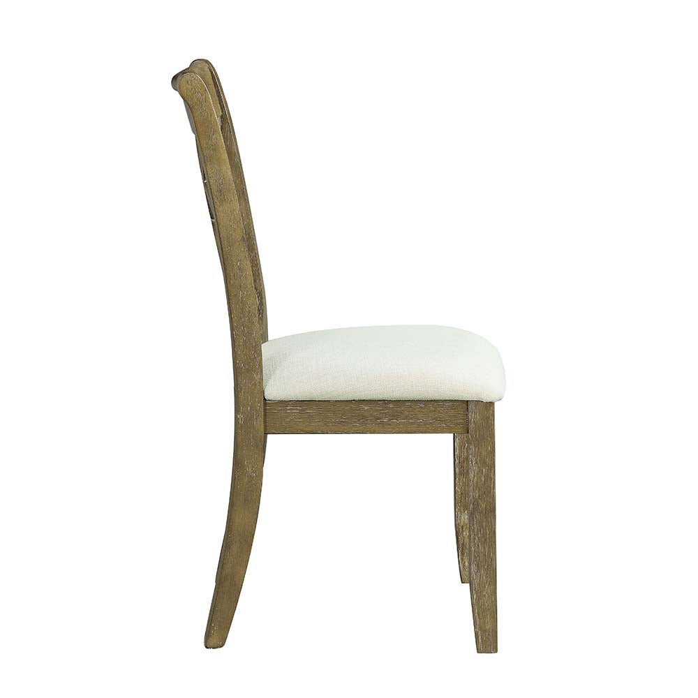 Acme - Karsen Side Chair (Set-2) DN01450 Beige Linen & Rustic Oak Finish