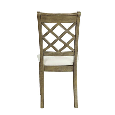 Acme - Karsen Side Chair (Set-2) DN01450 Beige Linen & Rustic Oak Finish